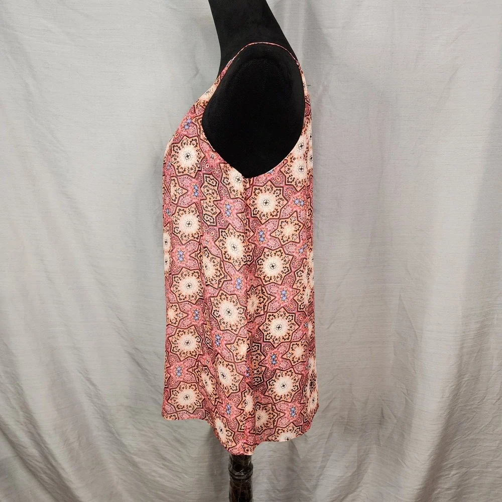 VINCE CAMUTO Size Small Mandala Medallion Boho Festival Chiffon Cami Tunic Top - Picture 3 of 9